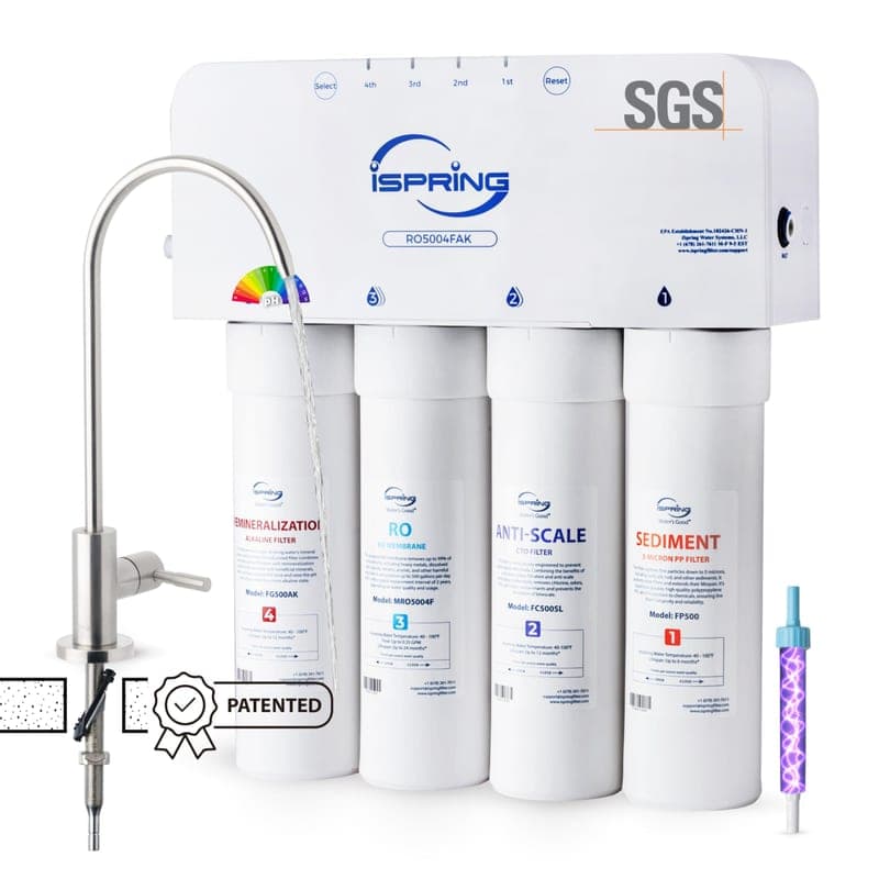iSpring RO5004F-AK 500 GPD tankless alkaline RO system